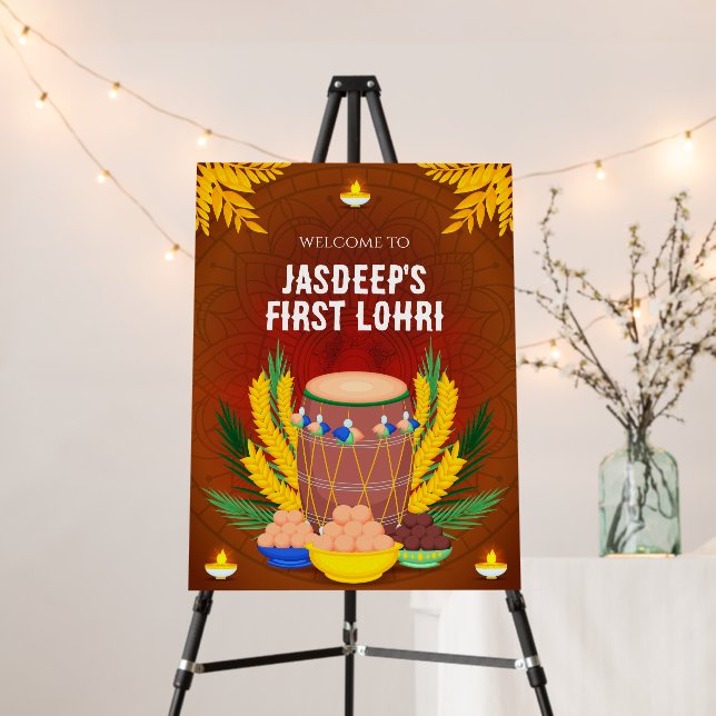 Happy Lohri decor First Lohri Welcome Signs (In Situ (Stand))