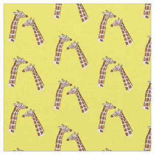 Happy long necked giraffes fabric