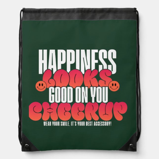  HAPPY LOOK CHEER UP DRAWSTRING BAG  (Front)