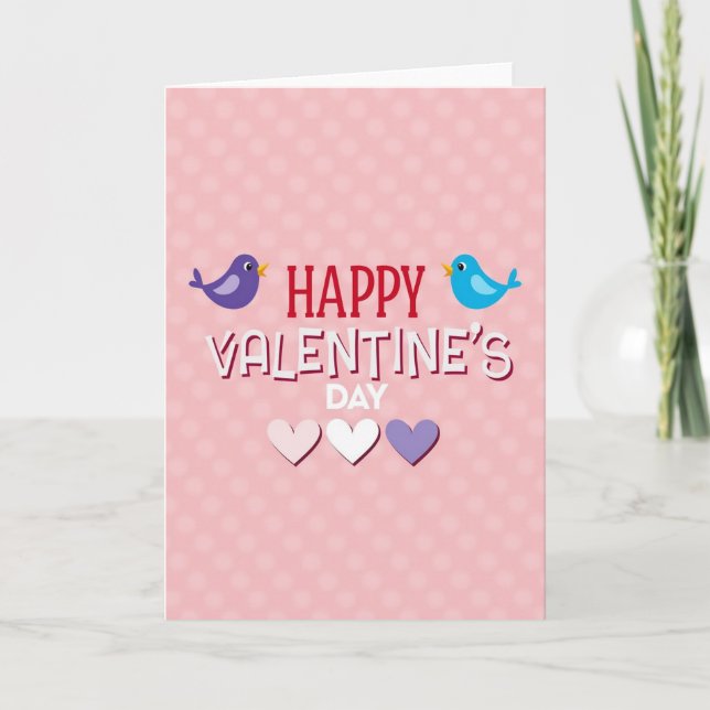 Happy Love Birds Valentines Day Card (Front)