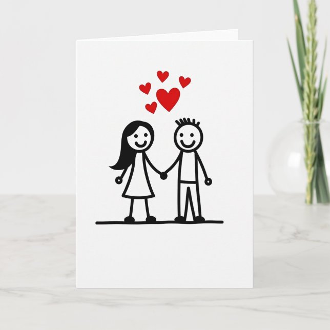 Happy Love Couple Hearts Card (Front)