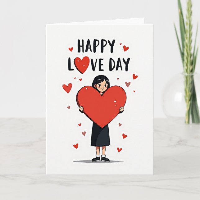 Happy Love Day Girl Heart Card (Front)