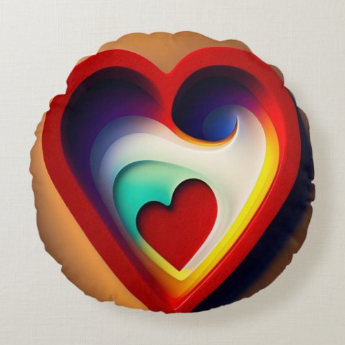 Happy Love Heart A Journey of Joy and Affection Round Pillow