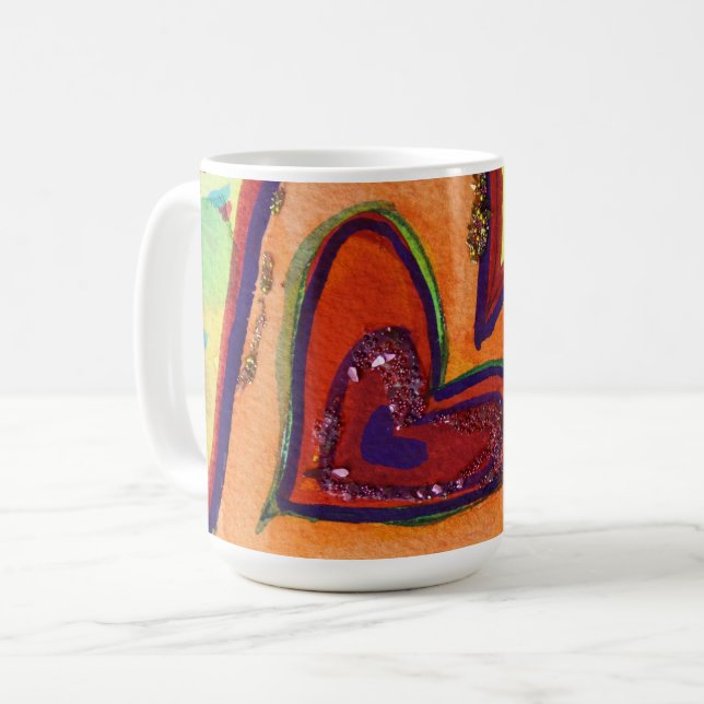 Happy Love Hearts Art Custom Coffee Mug (Front Left)