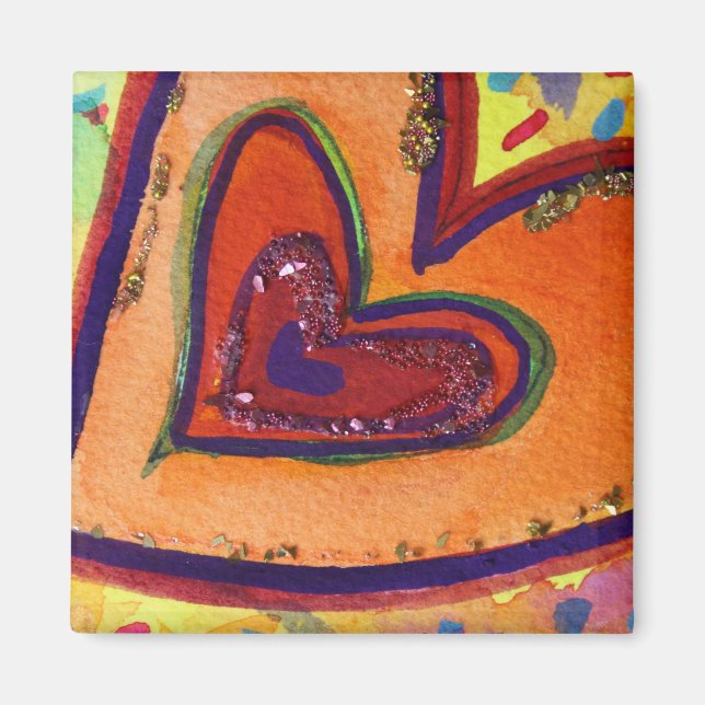 Happy Love Hearts Art Custom Fridge Magnet (Front)