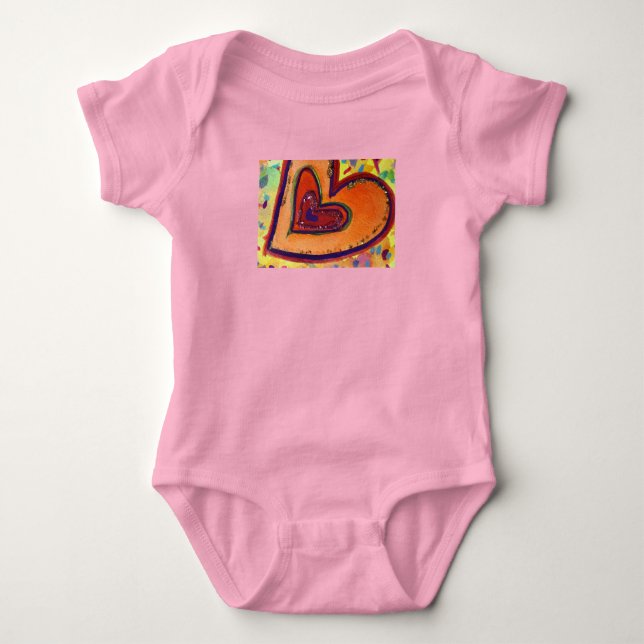 Happy Love Hearts Art Custom T-Shirt Baby Bodysuit (Front)
