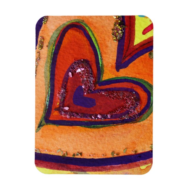 Happy Love Hearts Art Inspirational Fridge Magnet (Vertical)