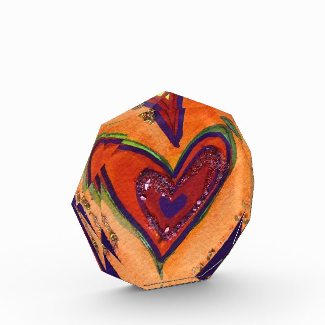 Happy Love Hearts Art Paperweight Award (Left)