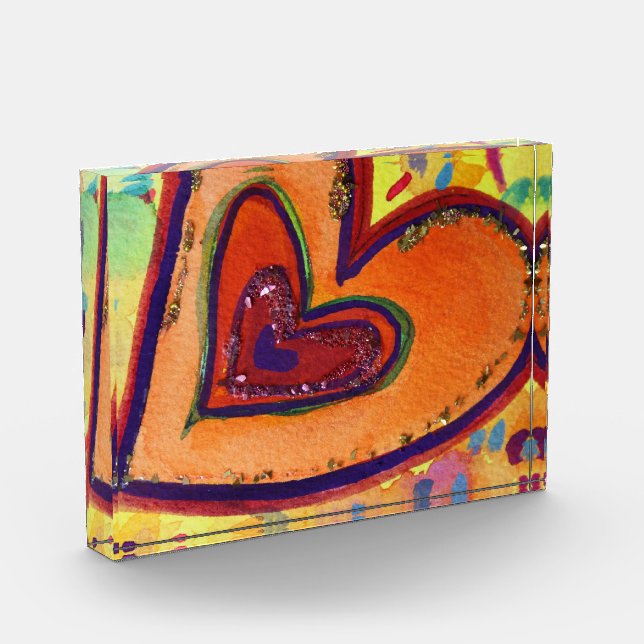 Happy Love Hearts Art Paperweight Award (Left)