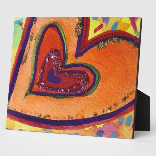 Happy Love Hearts Art Print Plaques (Side)