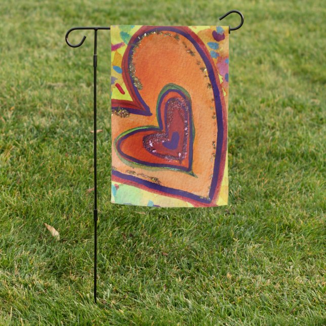 Happy Love Hearts Inspirational Art Garden Flag (In SItu)