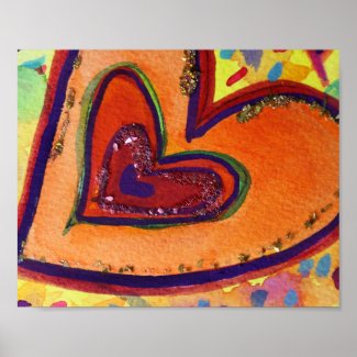 Happy Love Hearts Painting Art Poster Prints