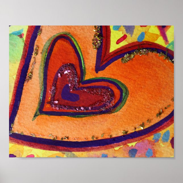Happy Love Hearts Painting Art Poster Prints (Front)