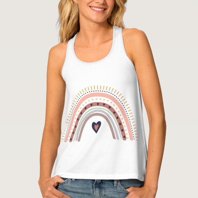 Happy Love Rainbow Boho Chic Bohemian Tank Top (Front)