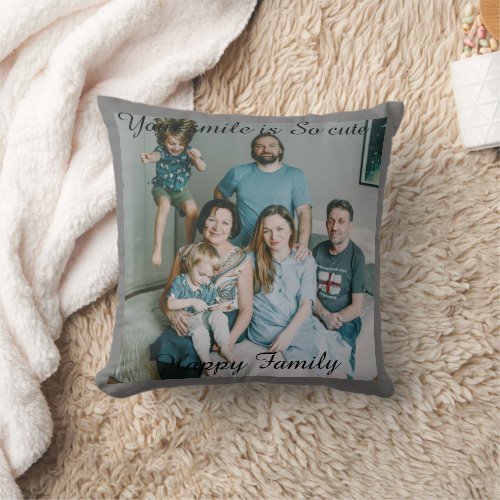 Happy Lovely Family Photo Throw Pillow