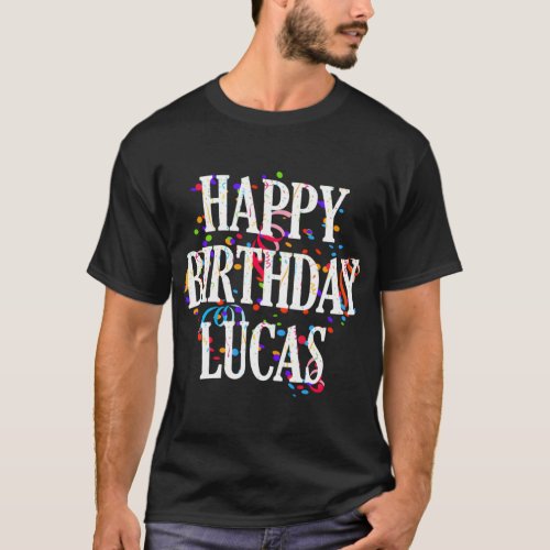 Happy Lucas First Name Colorful Bday  T_Shirt
