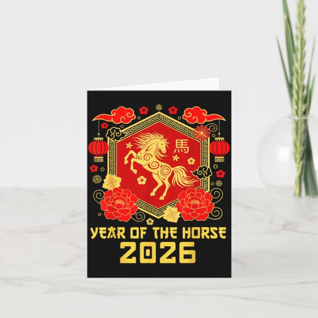 Happy Lunar Chinese New Year Of The Horse 2026 Zod Card (Front)