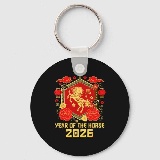 Happy Lunar Chinese New Year Of The Horse 2026 Zod Keychain (Front)