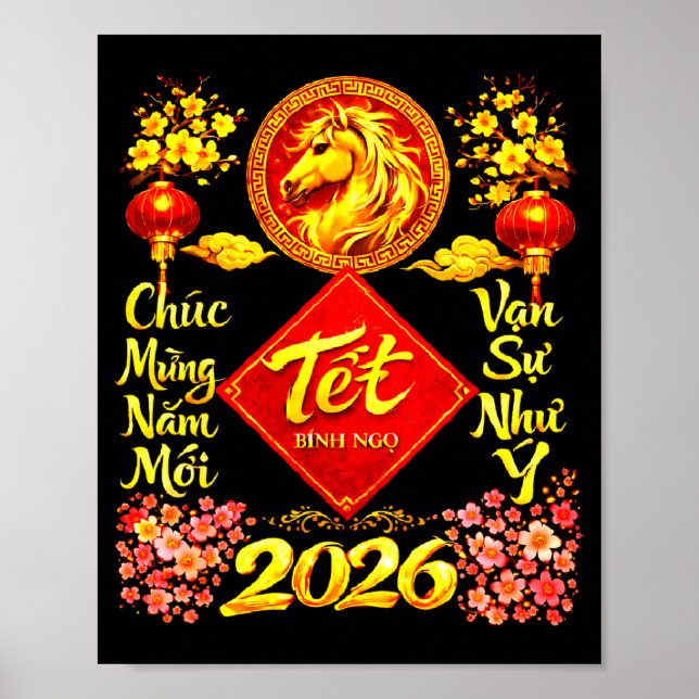 Happy Lunar New Year 2026 Year Of The Horse Tet Ng Poster (Front)