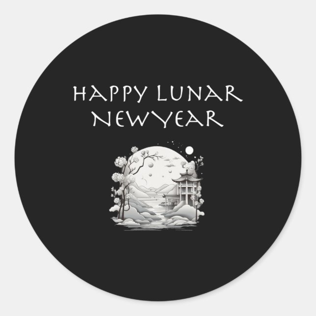 Happy Lunar New Year Charming Design Gift  Classic Round Sticker (Front)