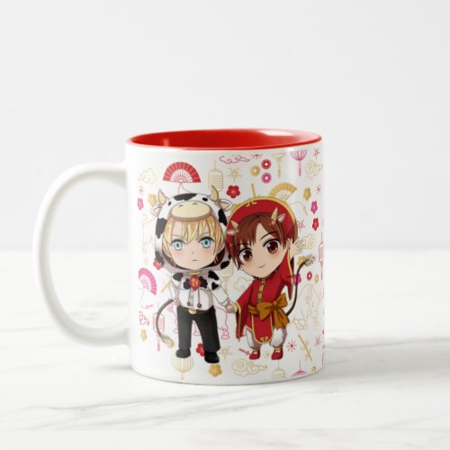 Happy Lunar New Year Ox Storie  Valentine Two_Tone Coffee Mug