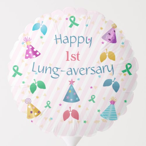 Happy Lung_aversary Custom Pink Stripe Balloon
