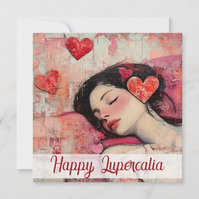 Happy Lupercalia Vintage Heart Collage Valentine Holiday Card (Front)
