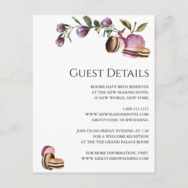 Happy Macaron | Elegant Violet Floral Modern Enclosure Card (Front)
