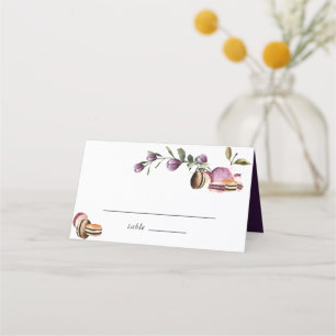 Happy Macaron Elegant Violet Floral Modern Place Card