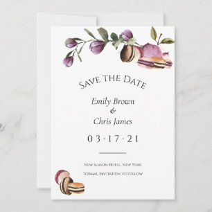 Happy Macaron Elegant Violet Floral Modern Save The Date