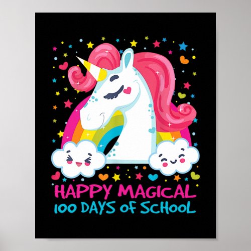 Happy Magical 100 Days Of School Unicorn 100 Day S Poster