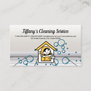 Happy Maid Logo Soapy Bubbles Business Card