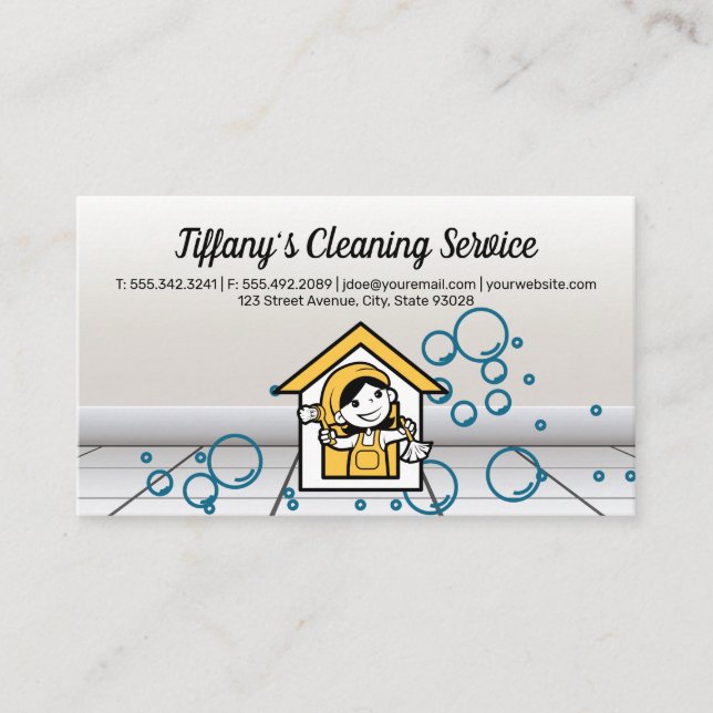 Happy Maid Logo | Soapy Bubbles Business Card (Front)