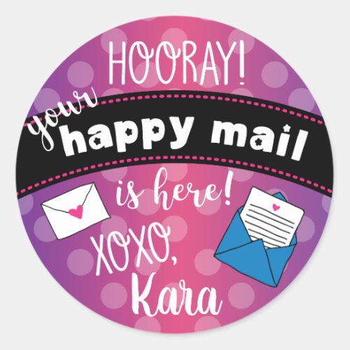 Happy mail classic round sticker