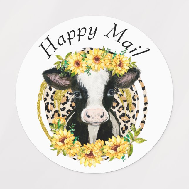 Happy Mail Cow  Labels (Design 1)