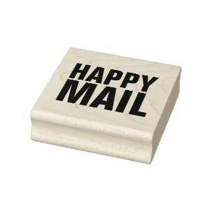 HAPPY MAIL FUNNY SMAIL MAIL Wood Art Stamp