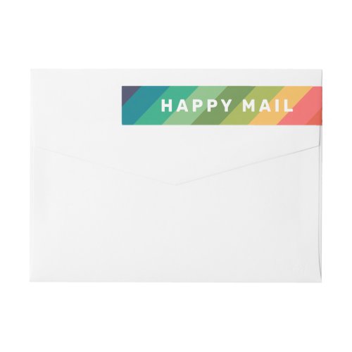 Happy Mail Rainbow Return Address Wrap Around Label