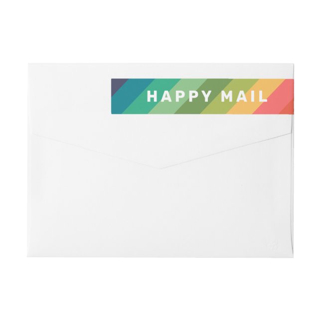 Happy Mail Rainbow Return Address Wrap Around Label (Back)