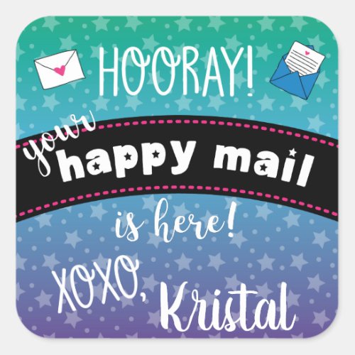 Happy mail square sticker