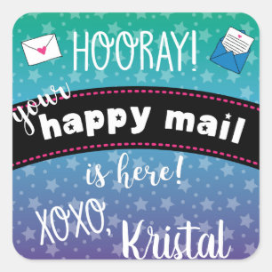 Happy mail square sticker