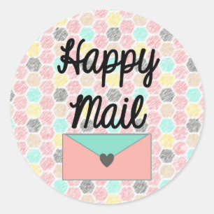 Happy Mail Sticker - geometric honeycomb design