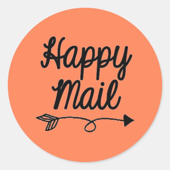 Happy Mail Sticker with arrow design - coral (Front)