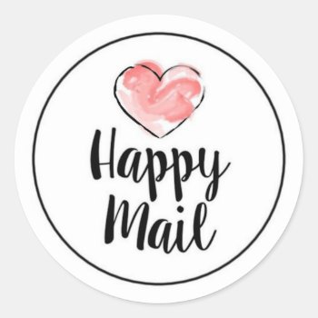 Happy Mail Valentine's Day Classic Round Sticker by ZazzleHolidays at Zazzle