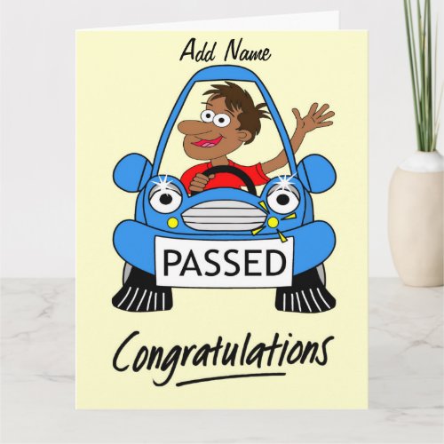 Happy Male Passed Driving Test Card