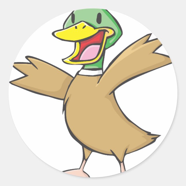 Happy Mallard Duck Smiling Classic Round Sticker (Front)