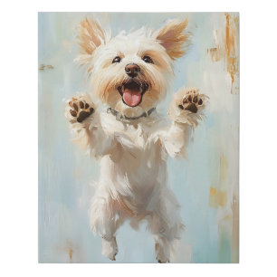 Happy Maltese Dog Faux Canvas Print