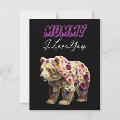 Happy Mama Flower Bear Day Mothers Day Holiday Card