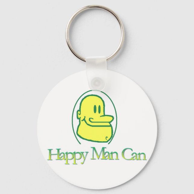 Happy Man Can Keychain (Front)
