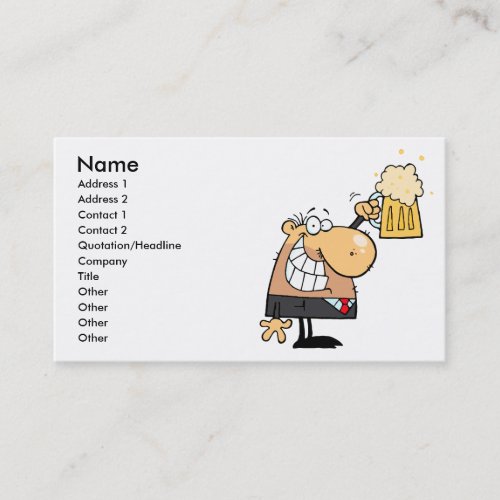 happy man cartoon celebrating with beer business card templates