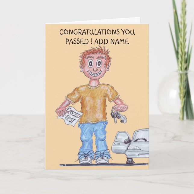 Happy man just passed driving test Card (Front)
